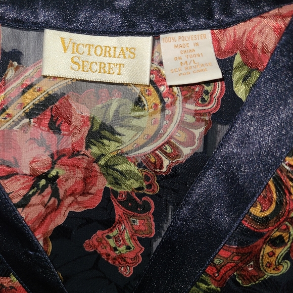 Victoria’s Secret Nightgown Size M L Vintage Gold Label Pajama Top Sheer Kimono - Picture 6 of 15